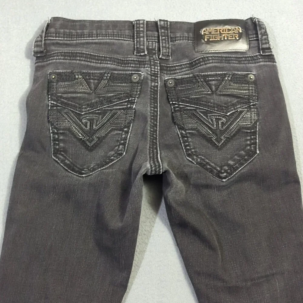 American Fighter Jeans Men's 28 Short Black Striker Relaxed Straight Distressed